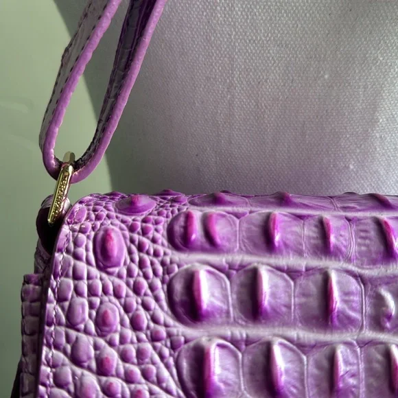 Brahmin Margo Crossbody Shoulder Bag Lilac Essence Melbourne Croc Embossed - Picture 16 of 17